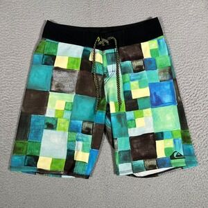 Quiksilver Shorts Mens 30 Geometric Boardshorts Swim Surf Beach Drawstring Logo